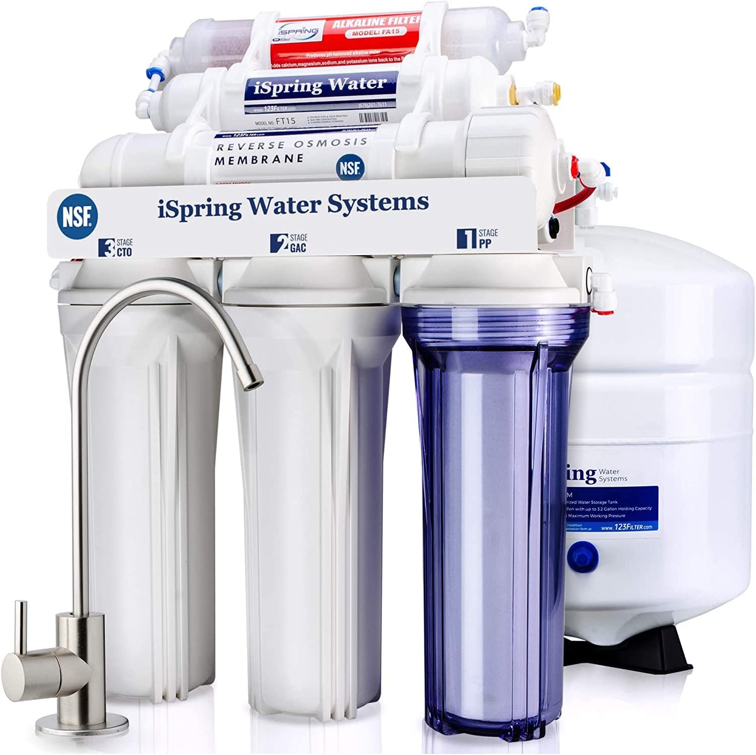 iSpring RCC7AK, NSF Certified 75 GPD, Alkaline 6-Stage Reverse Osmosis System