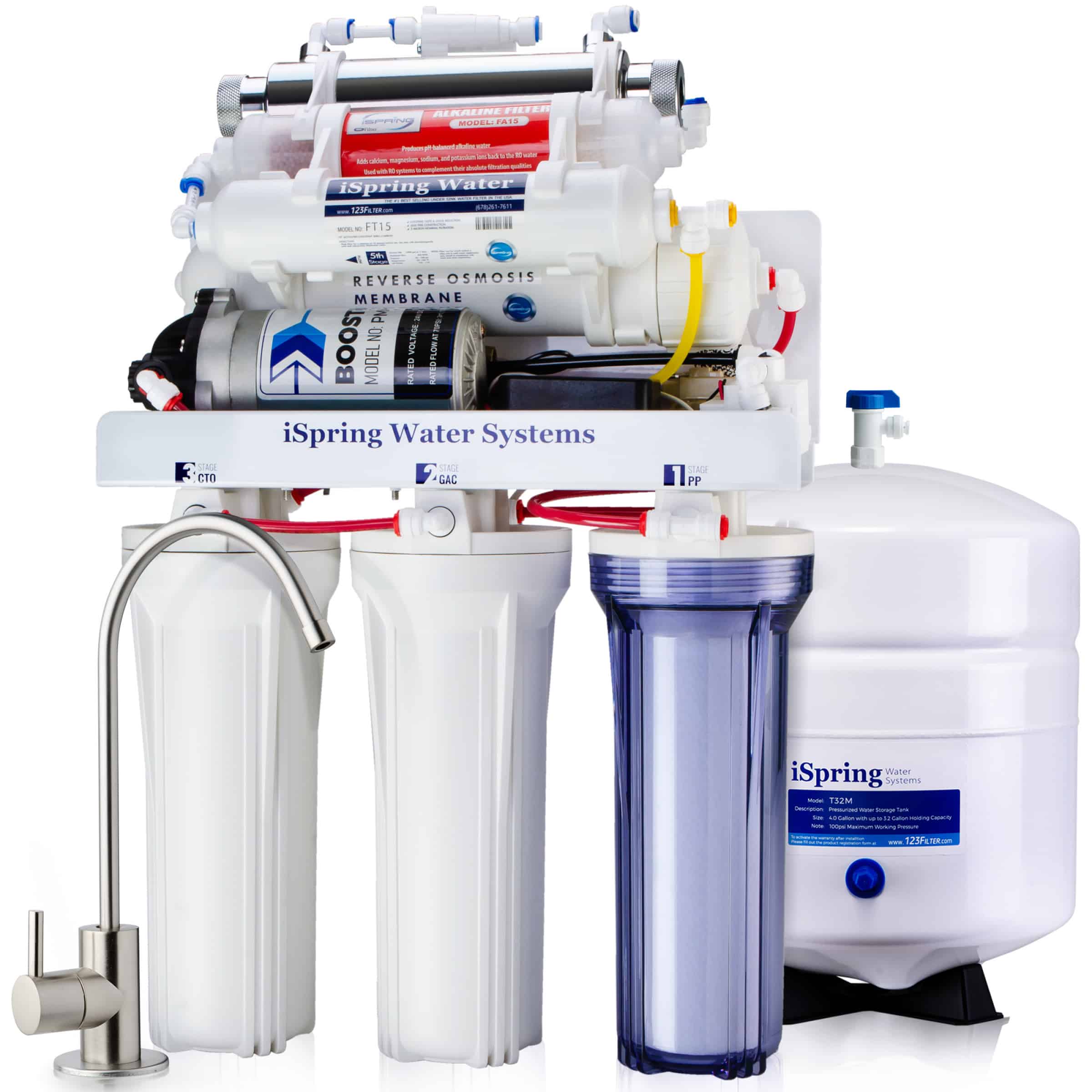 iSpring RCC1UP-AK 7 Stage 100 GPD UnderSink RO Drinking Water Filtration System