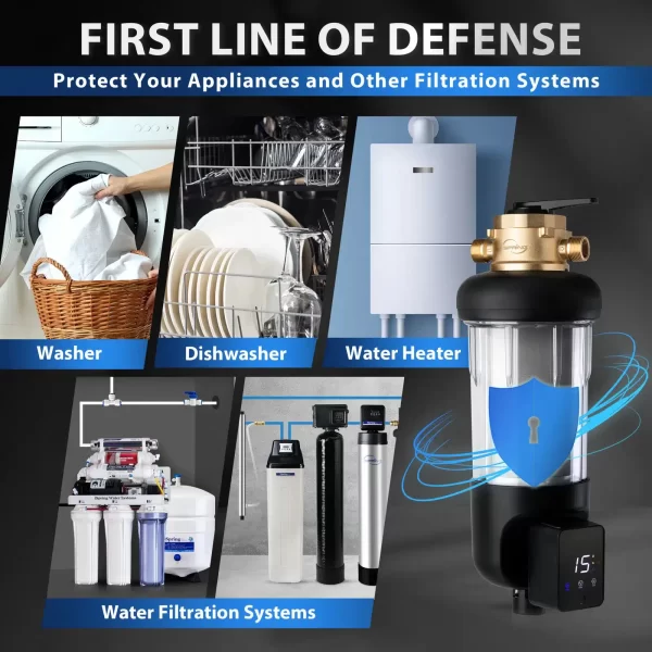 iSpring WSPARJ-BP, NSF Certified, Jumbo Spin-Down Sediment Water Filter with Bypass, Auto Flush