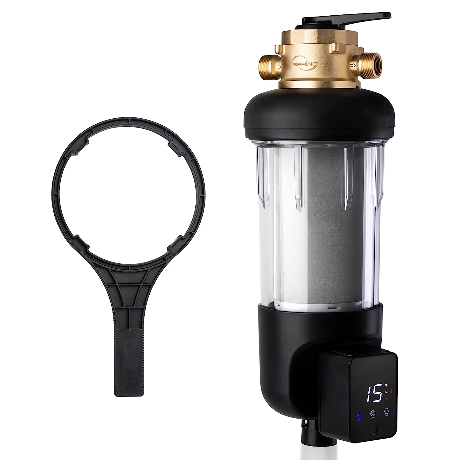 iSpring WSPARJ-BP, NSF Certified, Jumbo Spin-Down Sediment Water Filter with Bypass, Auto Flush