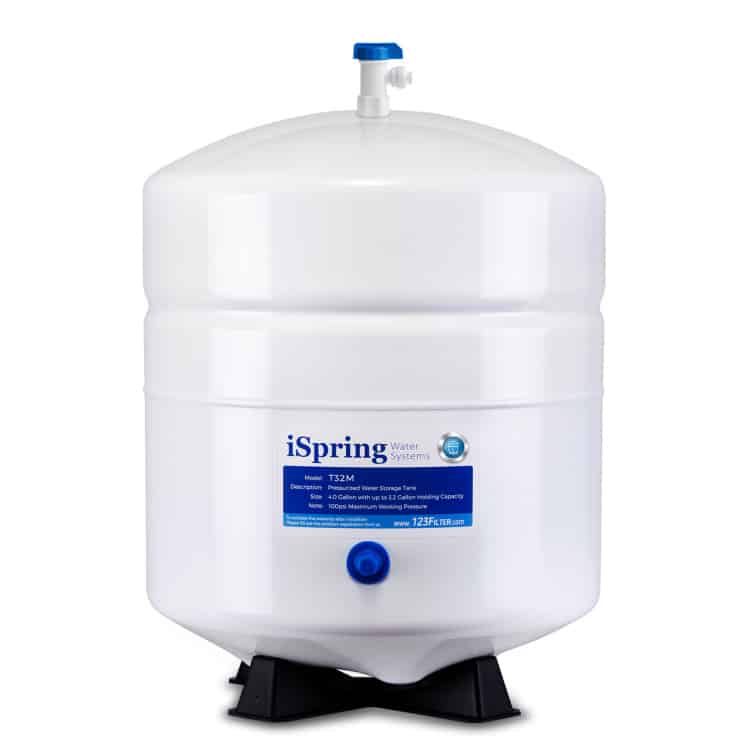 iSpring T32M Pressurized Water Storage Tank with Ball Valve for Reverse Osmosis RO Systems, 4 Gallon