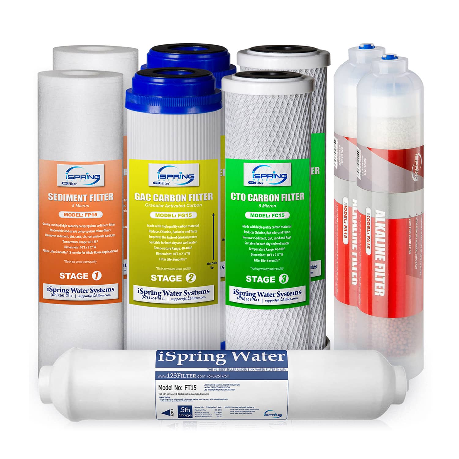 iSpring F9K 10"x2.5" Standard 6-Stage Alkaline Reverse Osmosis Water Filtration Systems