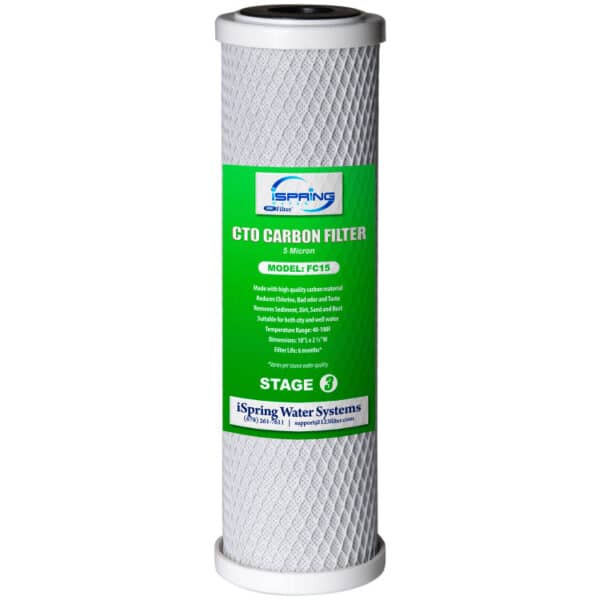 iSpring FC15 Standard 10 inch CTO Carbon Block Water Filter Cartridge Replacement, 5 Microns