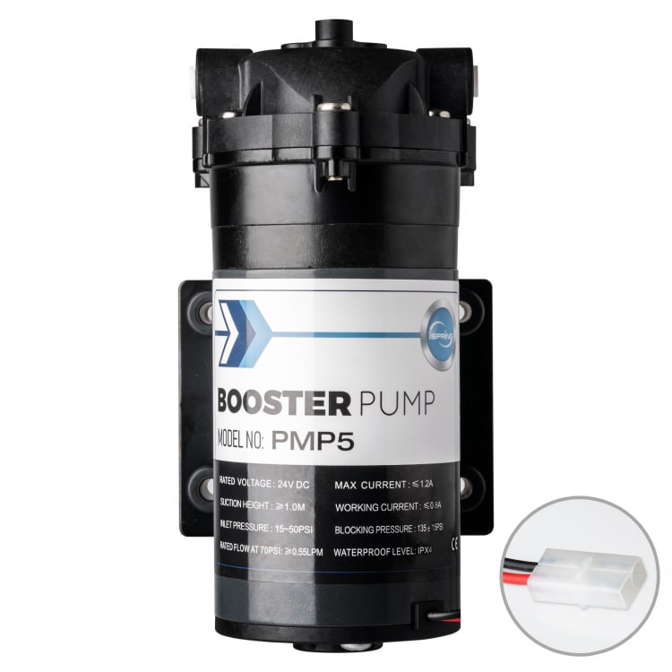 iSpring PMP5 Booster Pump for 75 GPD, 100 GPD Reverse Osmosis Water Filter System, Black