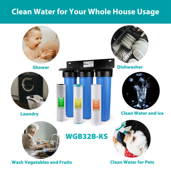 iSpring WGB32B-KS Whole House Water Filter System for Heavy Metal Reducing