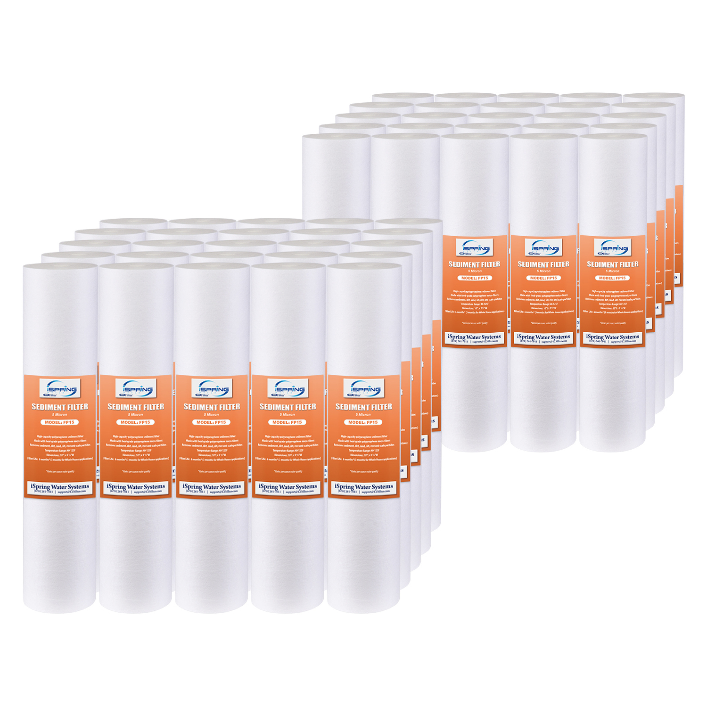 iSpring FP15X50 5 Micron Box of 50 10″x2.5″ Standard Sediment Water Filter Replacements