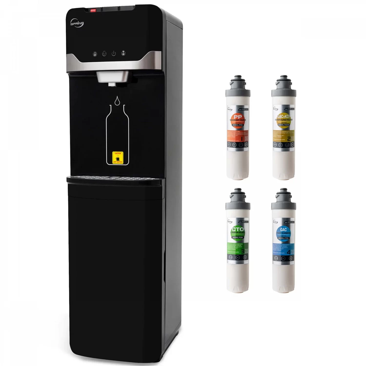 iSpring DS4B Self Cleaning Bottleless Water Dispenser, Hot, Cold, and Room Temperature Settings