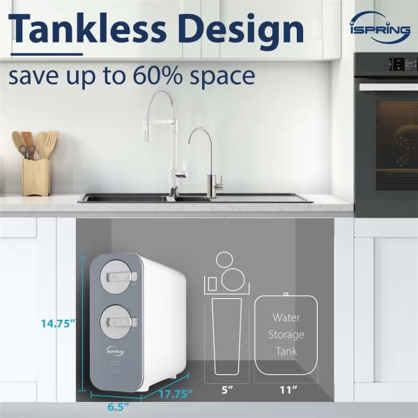iSpring RO800G Tankless RO Reverse Osmosis Water Filtration System, 800 GPD Fast Flow
