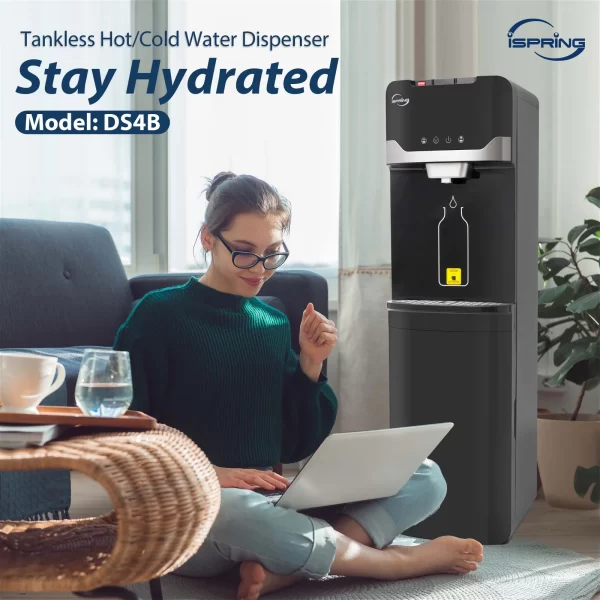 3 iSpring DS4B Self Cleaning Bottleless Water Dispenser, Hot, Cold, and Room Temperature Settings