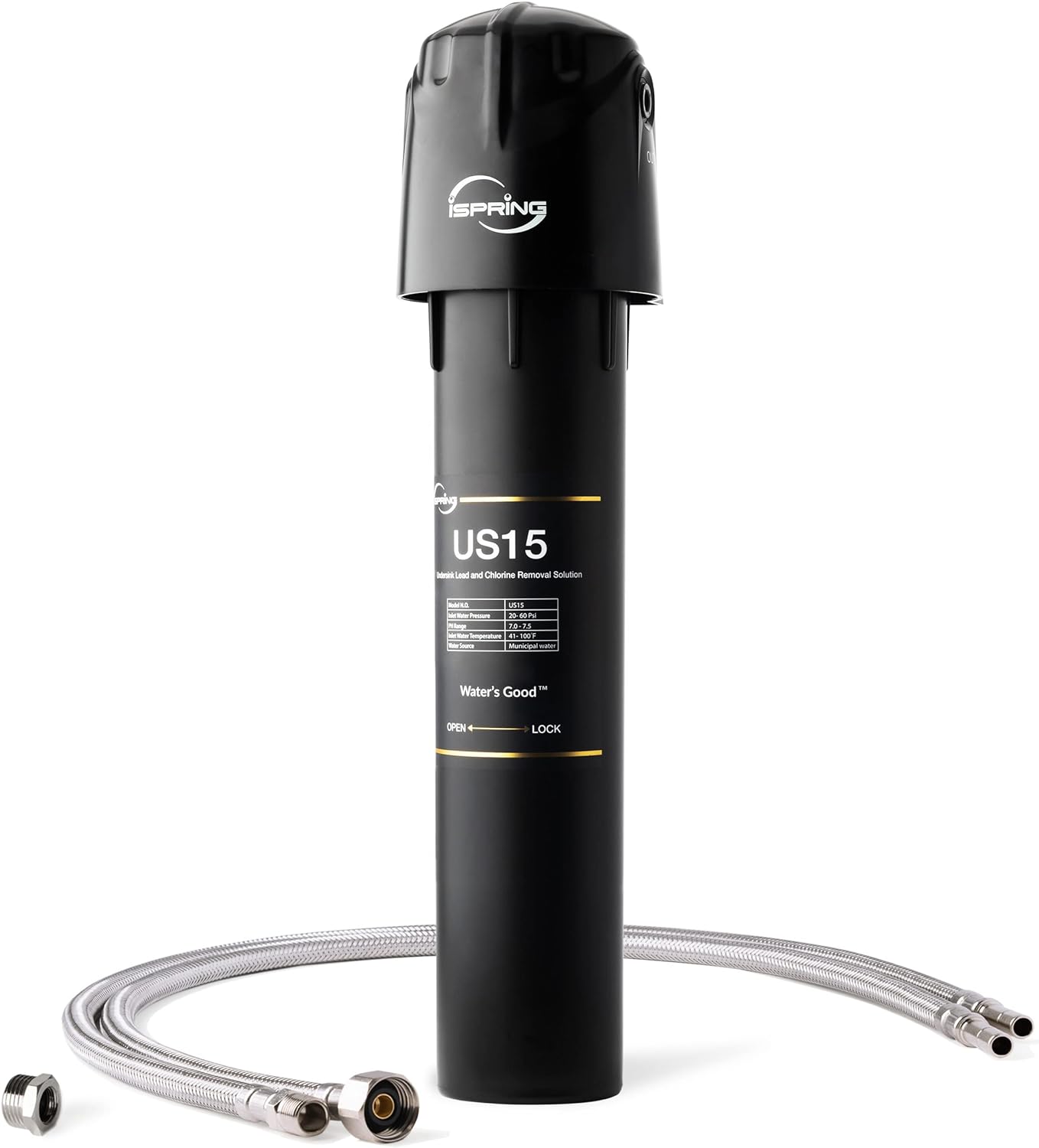 iSpring US15D Leak-Free Direct Connect Under-sink Water Filter System, 15k Gallons Capacity