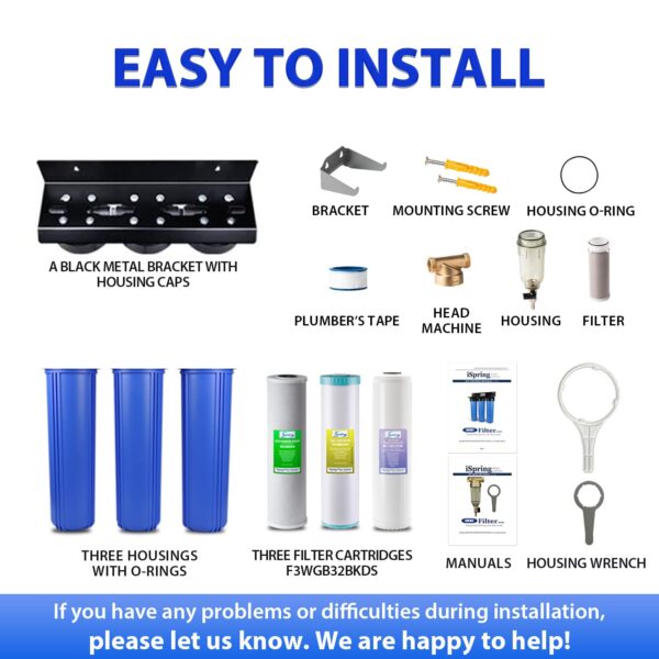 iSpring Whole House Water Filter System w/Spin Down Sediment Filter, WGB32B-KDS+WSP50