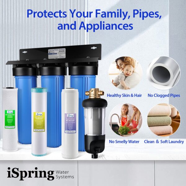 iSpring WGB32B-KDS+WSP50J Whole House Water Filter System w/Jumbo-Sized Spin Down Sediment Filter