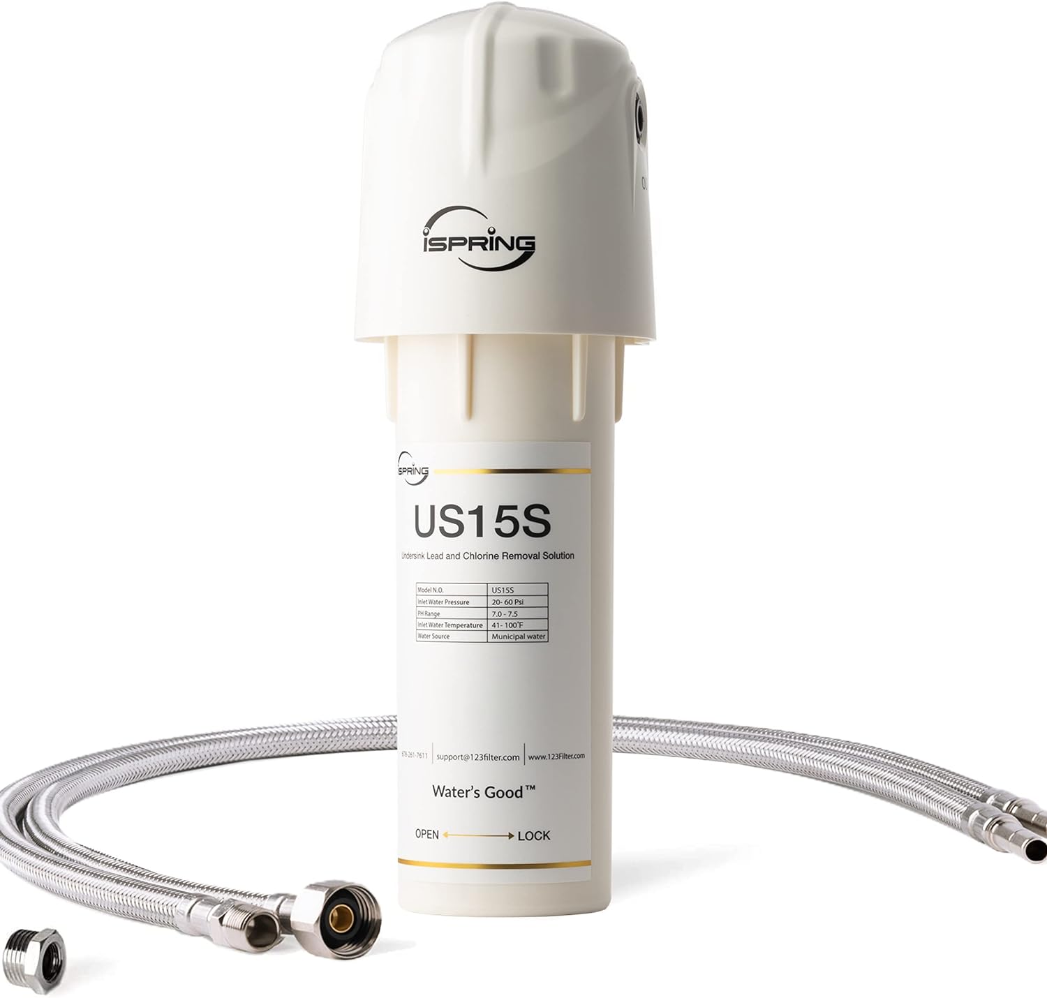 iSpring US15SL Under Sink Water Filter System, Chlorine and Lead Reduction Kitchen Sink Water Filter