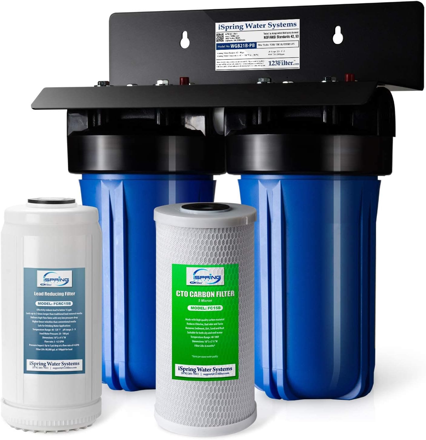 iSpring WGB21B-PB 2-Stage Whole House Water Filtration System