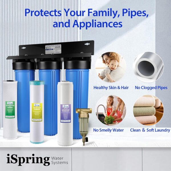 iSpring Whole House Water Filter System w/Spin Down Sediment Filter, WGB32B-KDS+WSP50