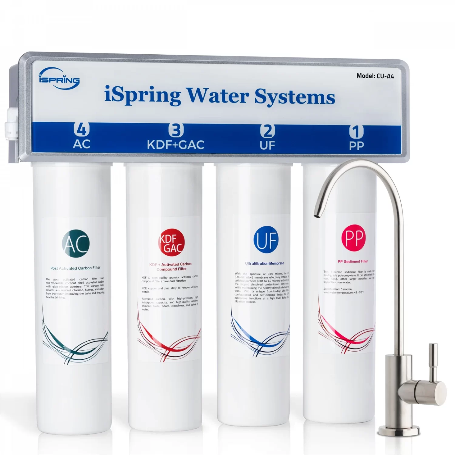 iSpring CU-A4 0.01μm Ultra-Filtration Under Sink Water Filter System