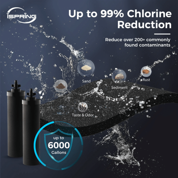 iSpring DGF2-DW Gravity-Fed Stainless Steel Countertop Water Filter System with Dark Wood Base