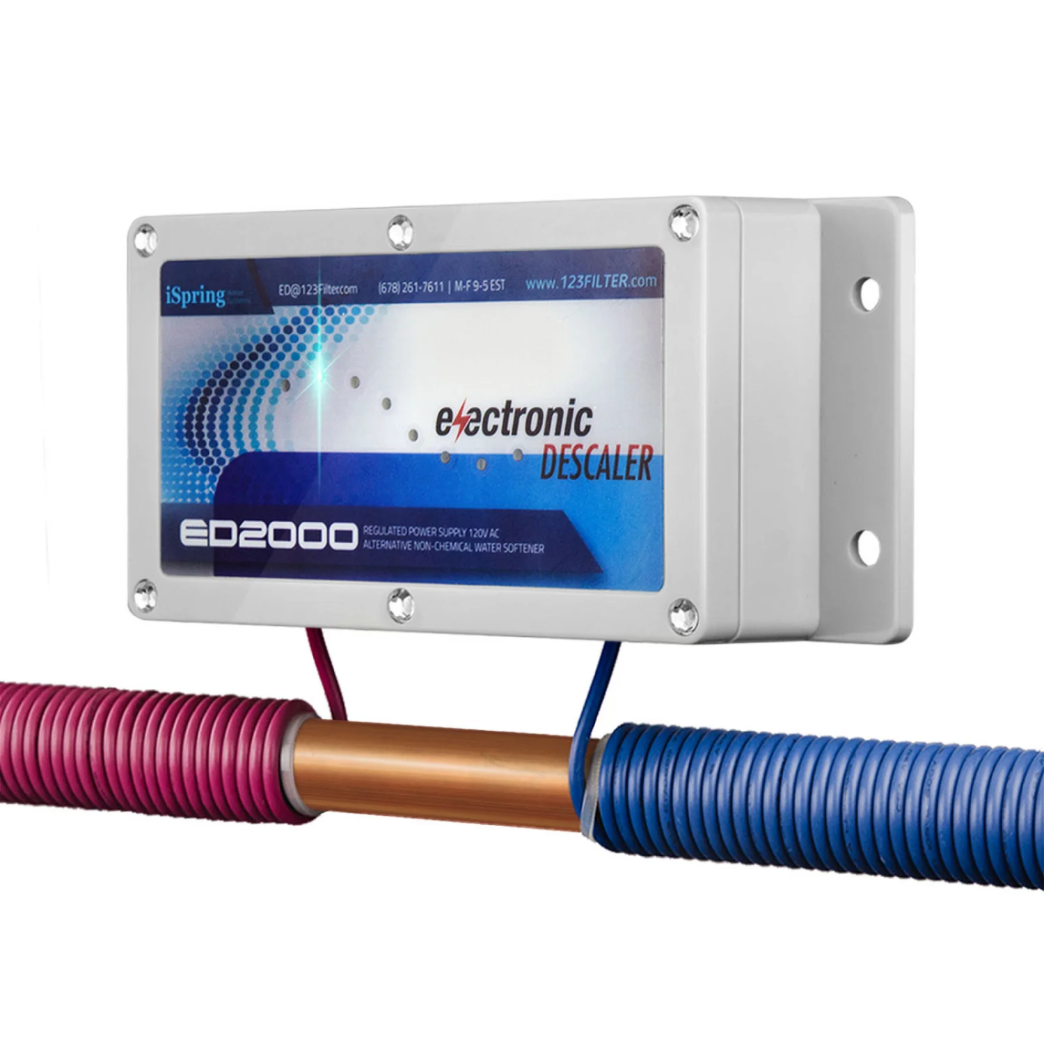 iSpring ED2000 Whole House Electronic Descaler Water Conditioner, Not a Water Softener