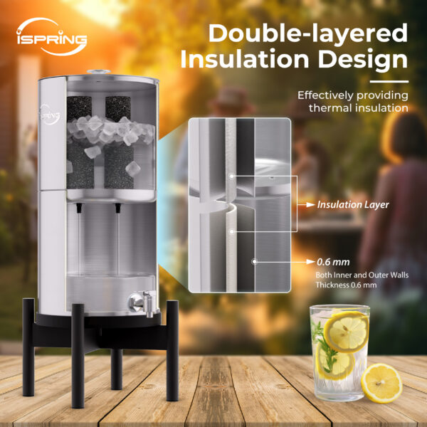 iSpring DGF2-B Gravity-Fed Stainless Steel Countertop Water Filter System with Black Wood Base