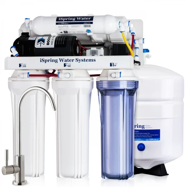 iSpring RCC100P Under Sink 5-Stage Reverse Osmosis Water Filtration System, 100 GPD, with Pump