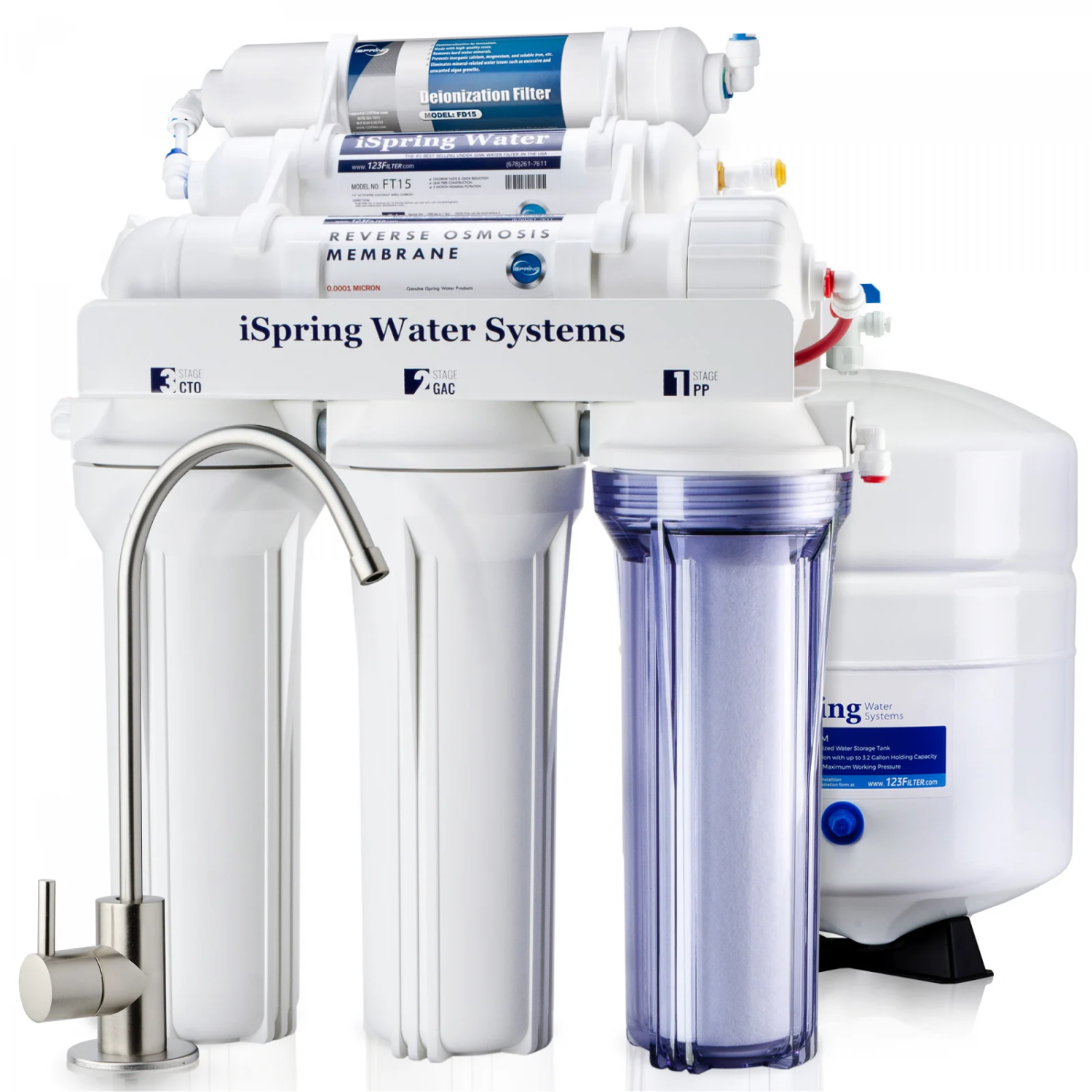 iSpring RCC7D 75 GPD Reverse Osmosis Water System with Deionizer Filter