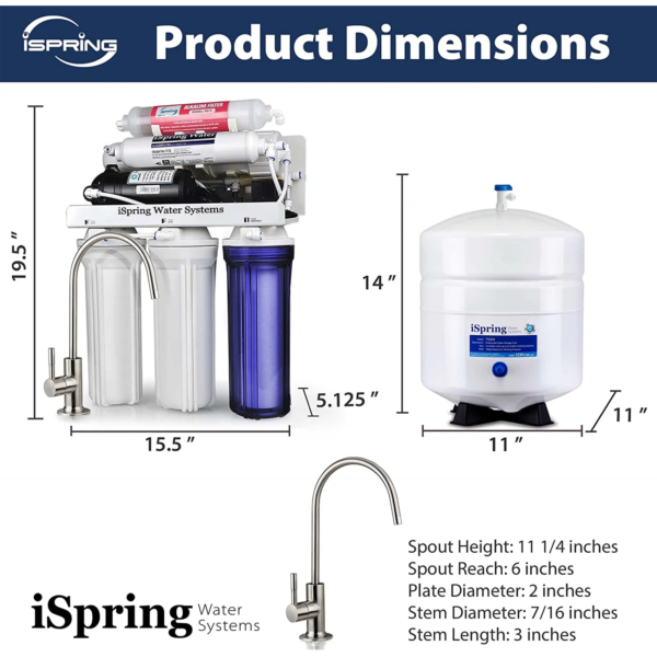 iSpring RCC7P-AK Under Sink 6-Stage Reverse Osmosis Drinking Filtration System