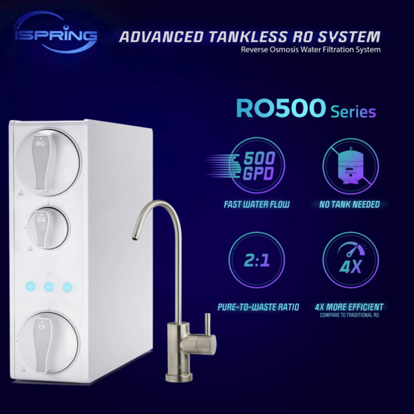 iSpring RO500AK-BN+UVF8 Tankless RO Reverse Osmosis Water Filtration System