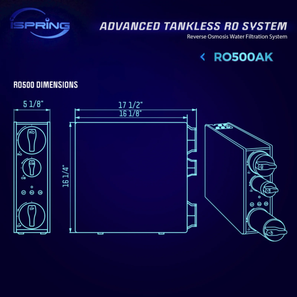 iSpring RO500AK-BN+UVF8 Tankless RO Reverse Osmosis Water Filtration System