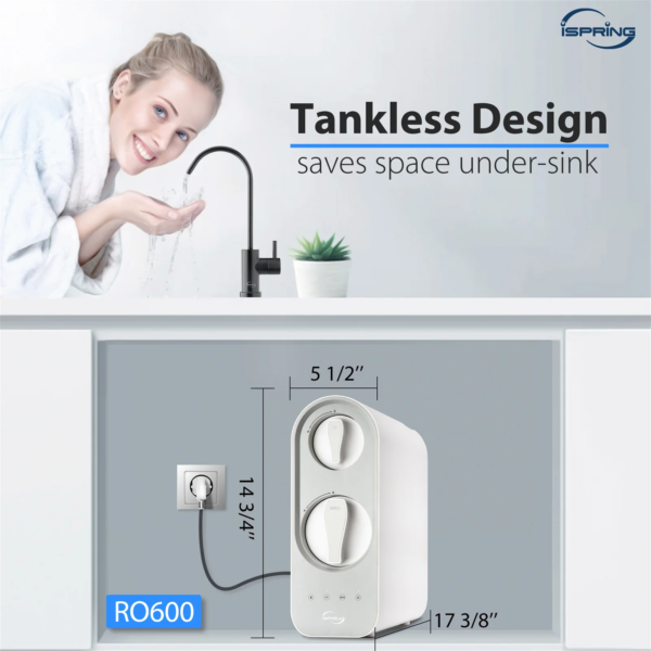 iSpring RO600ORB Tankless RO Reverse Osmosis Water Filtration System, 600 GPD Fast Flow