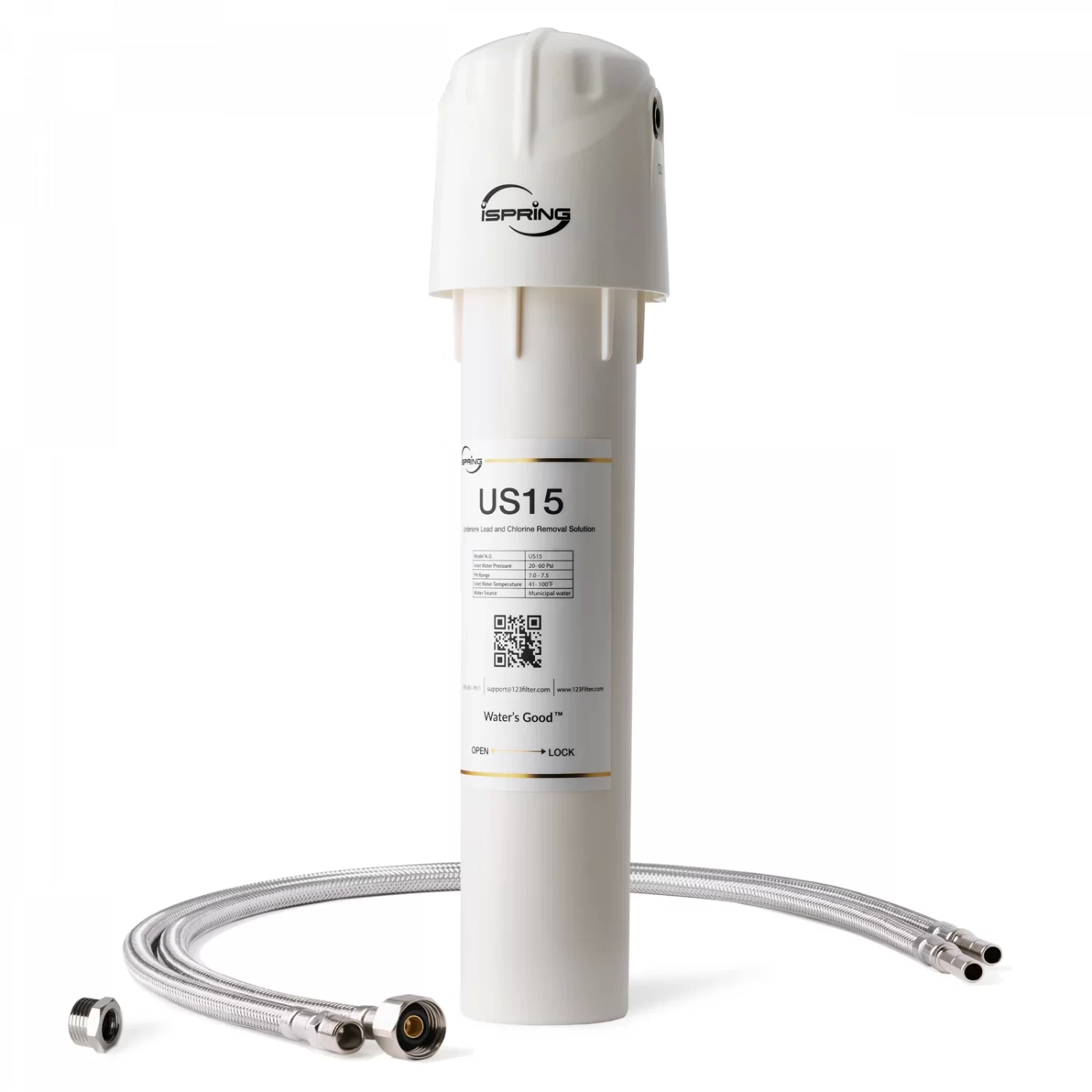 iSpring US15L Leak-Free Direct Connect Under-sink Water Filter System, 15k Gallons Capacity
