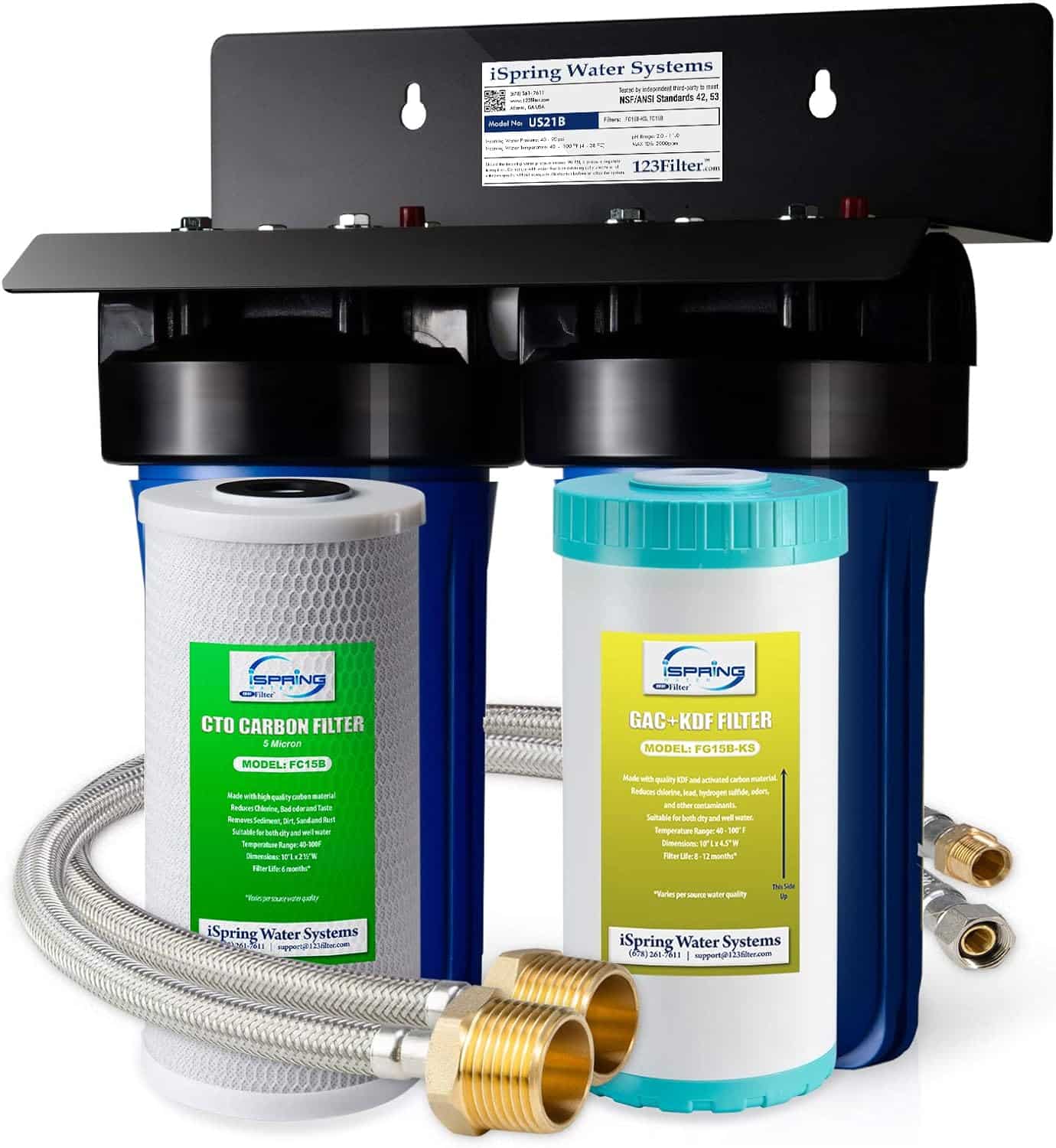iSpring US21B Heavy Duty 2-Stage Undersink Water Filtration System