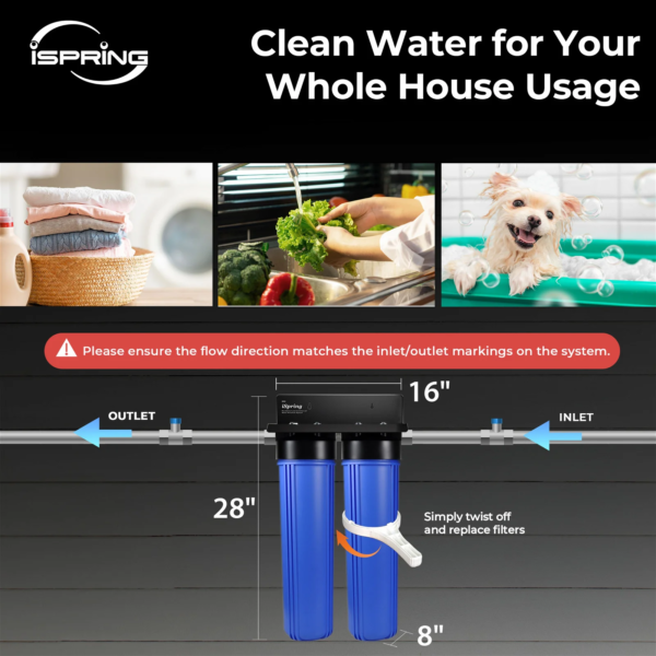 WGB22B-DSpt03 iSpring WGB22B-DS Whole House Water Filter System, Reduces Scale
