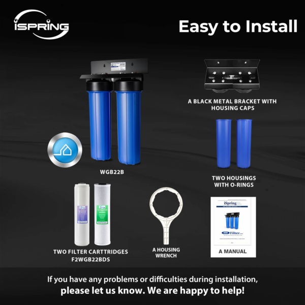 WGB22B-DSpt05 iSpring WGB22B-DS Whole House Water Filter System, Reduces Scale