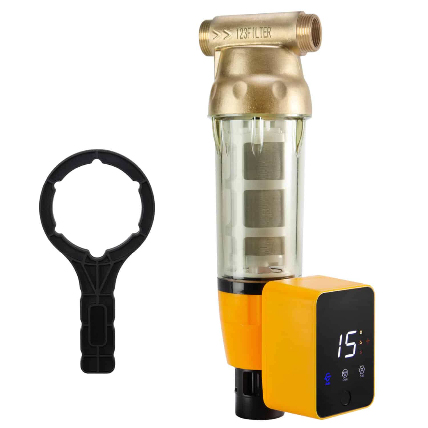iSpring WSPARB Reusable Spin-down Sediment Water Filter with Scraper and Touch-Screen Auto Flushing