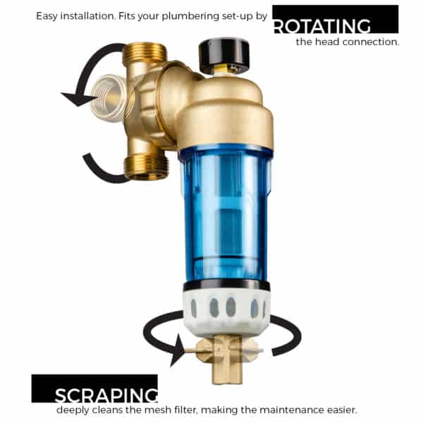 iSpring WSPGR - Reusable Spin Down Sediment Water Filter (Scraper & 360°Head)