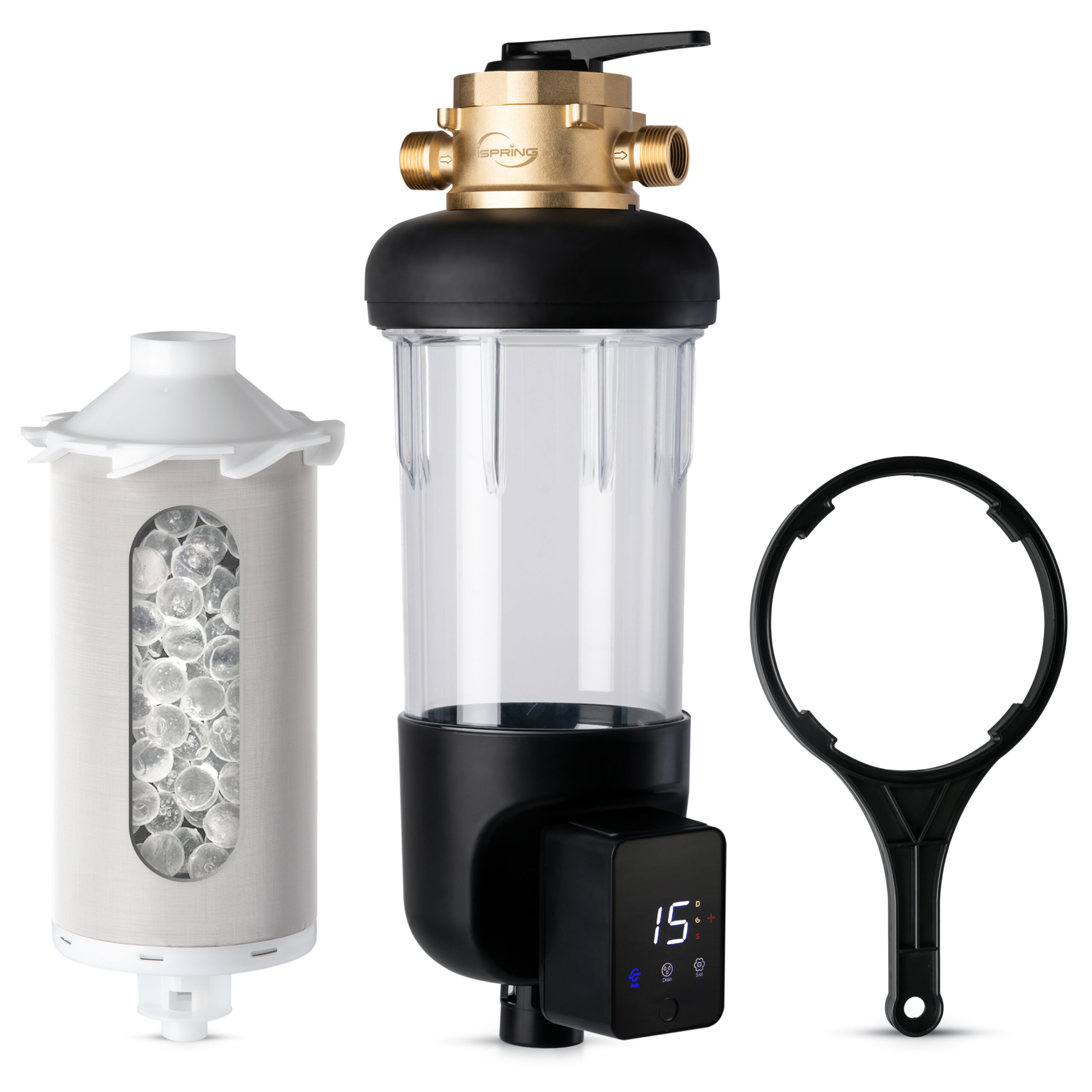 iSpring WSPSL-ARJ-BP, NSF Certified, Jumbo Spin Down Sediment Filter, Bypass, Siliphos, Auto Flush