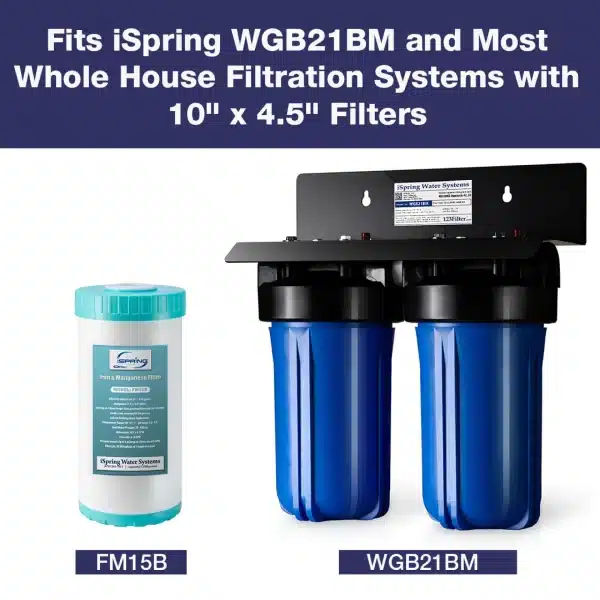 1 iSpring FM15B Iron & Manganese Reducing Water Filter , 10″x 4.5″ Replacement Cartridge for WGB21BM