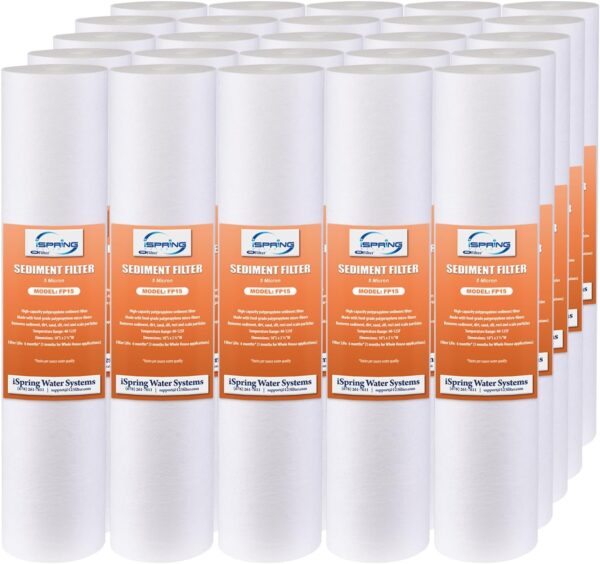 FP15X25 iSpring FP15X25 10″ x 2.5″ Universal Multi-layer Sediment Water Filter Replacements, 5 Micron