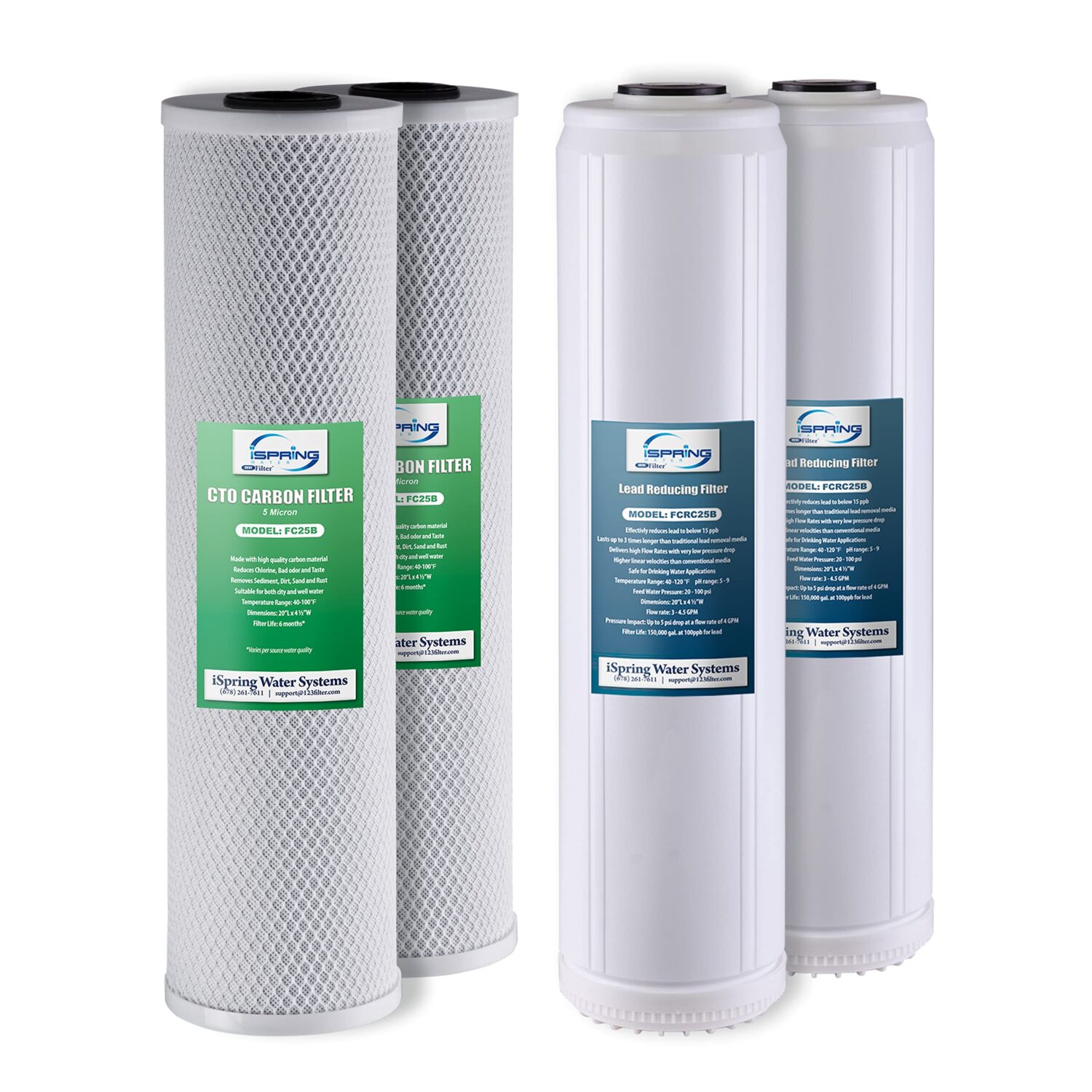 iSpring F4WGB22BPB 4.5” x 20” 2-Stage Whole House Water Filter Replacement Pack Set Fits WGB22B-PB