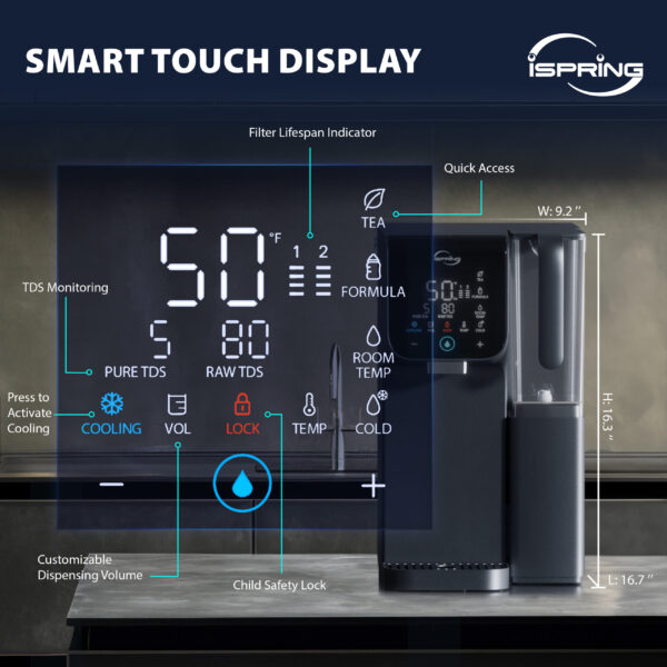 iSpring RCD100HCG Hot & Cold Reverse Osmosis System Countertop System