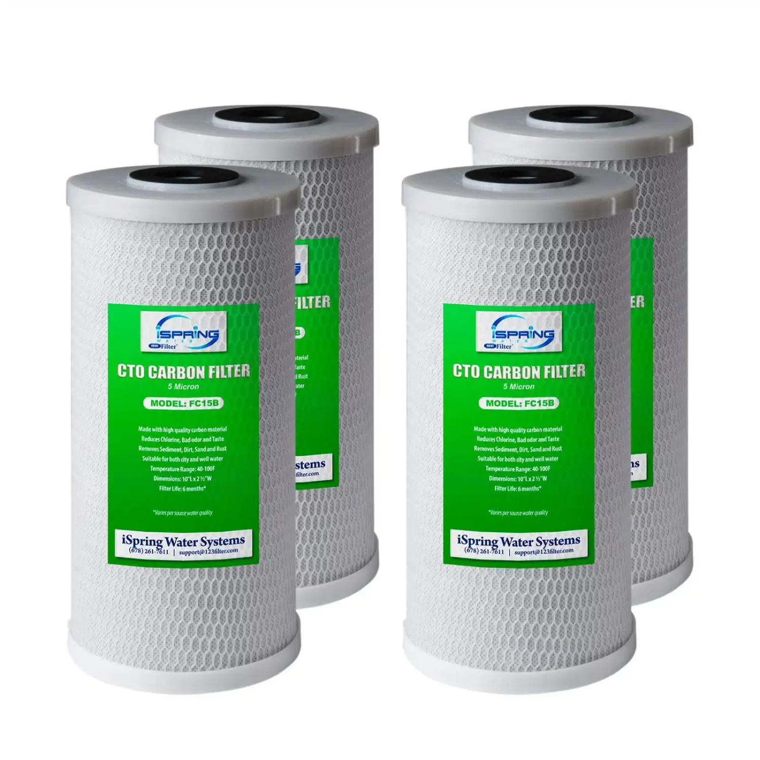 FC15BX4 4.5x10 in. 5 micron Carbon Block (CTO) Water Filter Replacement Cartridge, Pack of 4