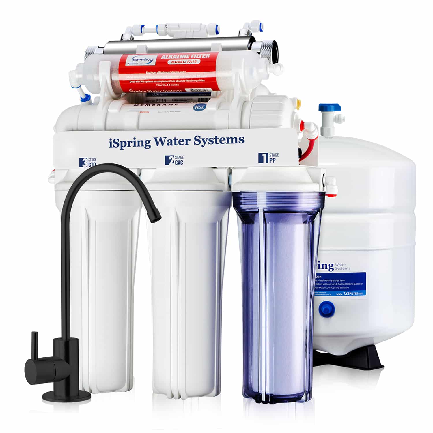 iSpring RCC7AK-UVBLK, NSF Certified, Reverse Osmosis Water Filtration System w/AK & UV Filters