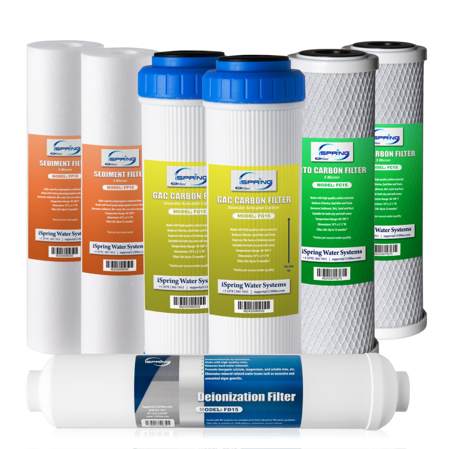 iSpring F7D 1-Year Filter Replacement Set, Fits iSpring RCC1D & RCC1DP, 7 Pieces